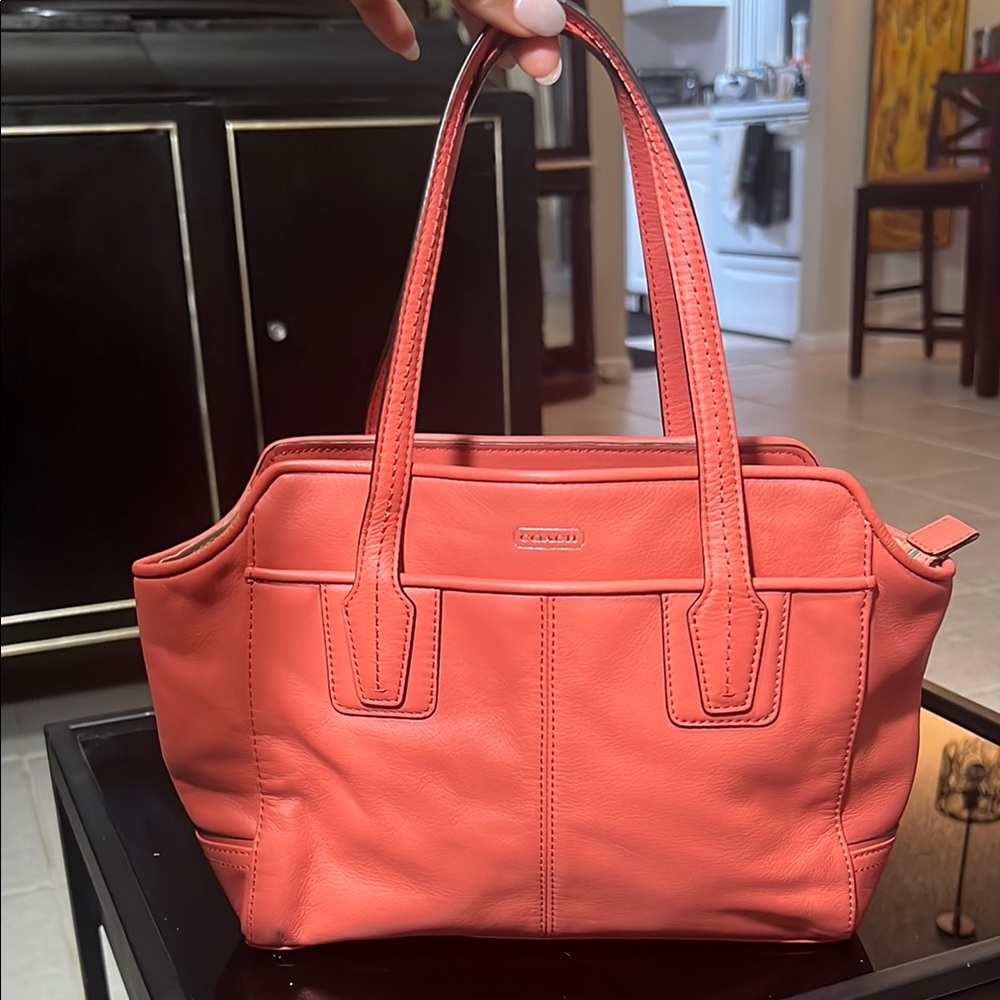 Coach Pink / Coral Leather Shoulder Bag